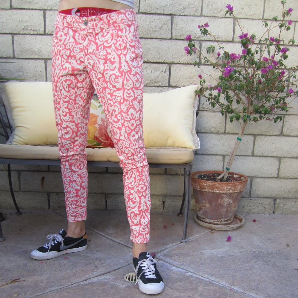 Old Navy Orange/Red Floral Jeans